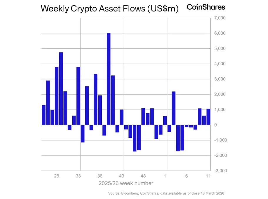 中东局势紧张下数字资产资金持续流入