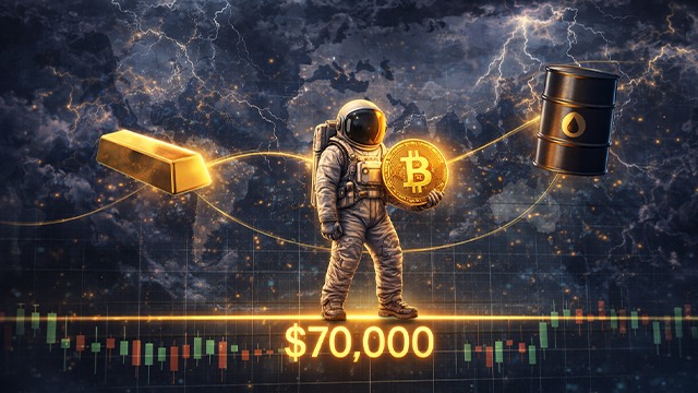 全球紧张局势联动加密货币、黄金与原油，比特币受困于7万美元关口
