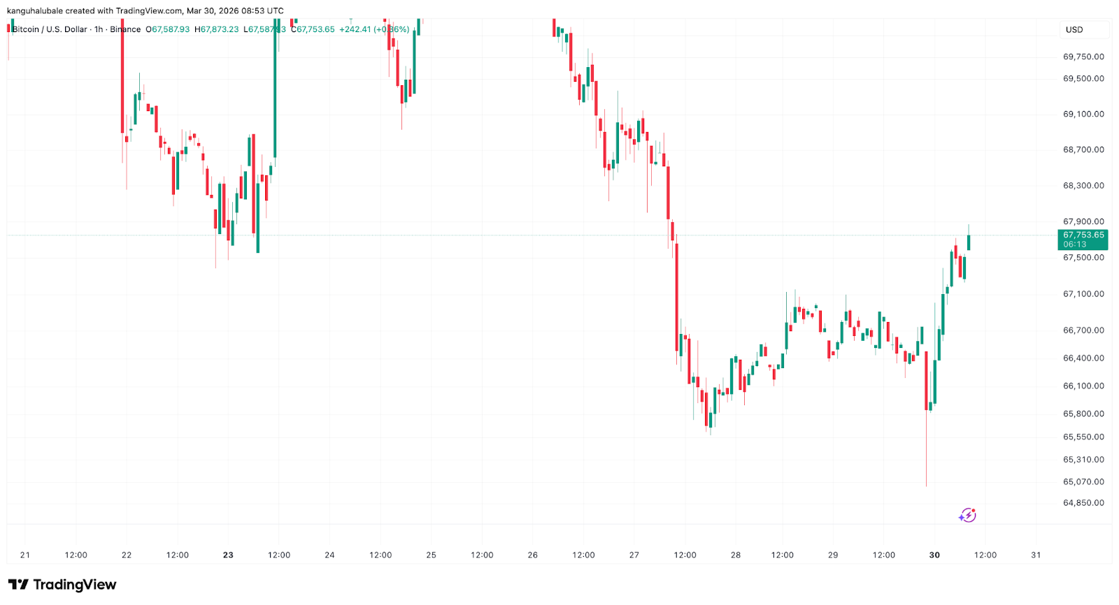 比特币反弹遇阻：空头主导下探65000美元成关键