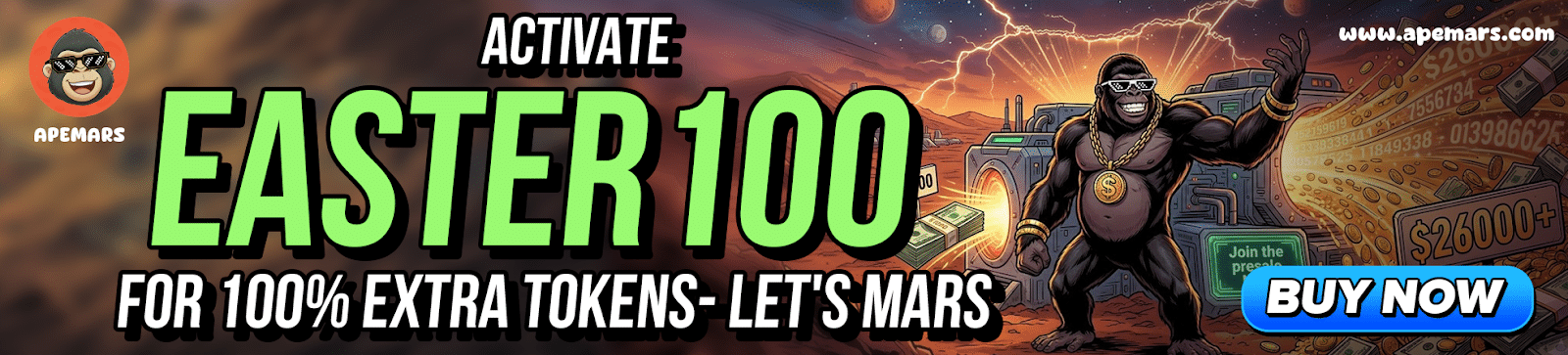 APEMARS预售引爆！0.0001967美元抢筹，2600%回报可期