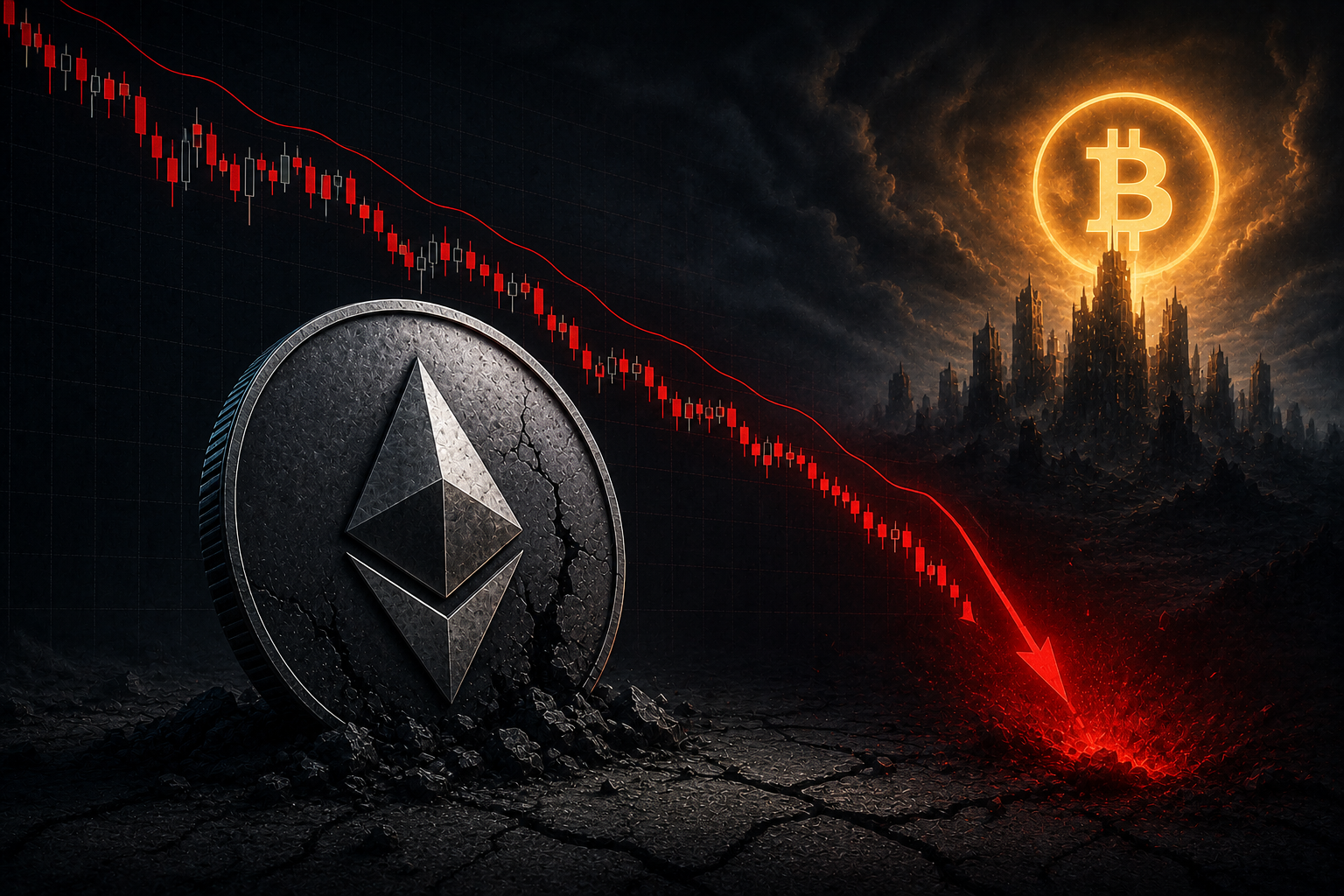 ETH/BTC年内跌超35% 技术预警再下40%