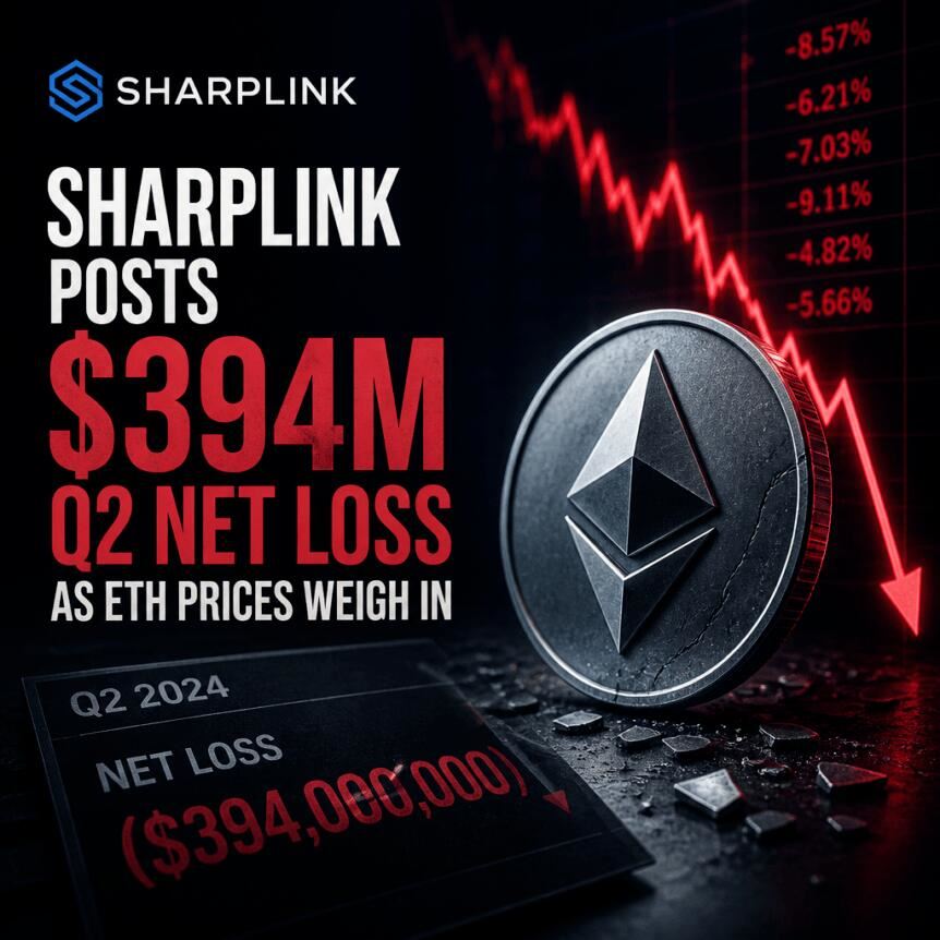 SharpLink二季度巨亏3.94亿，以太坊暴跌成主因