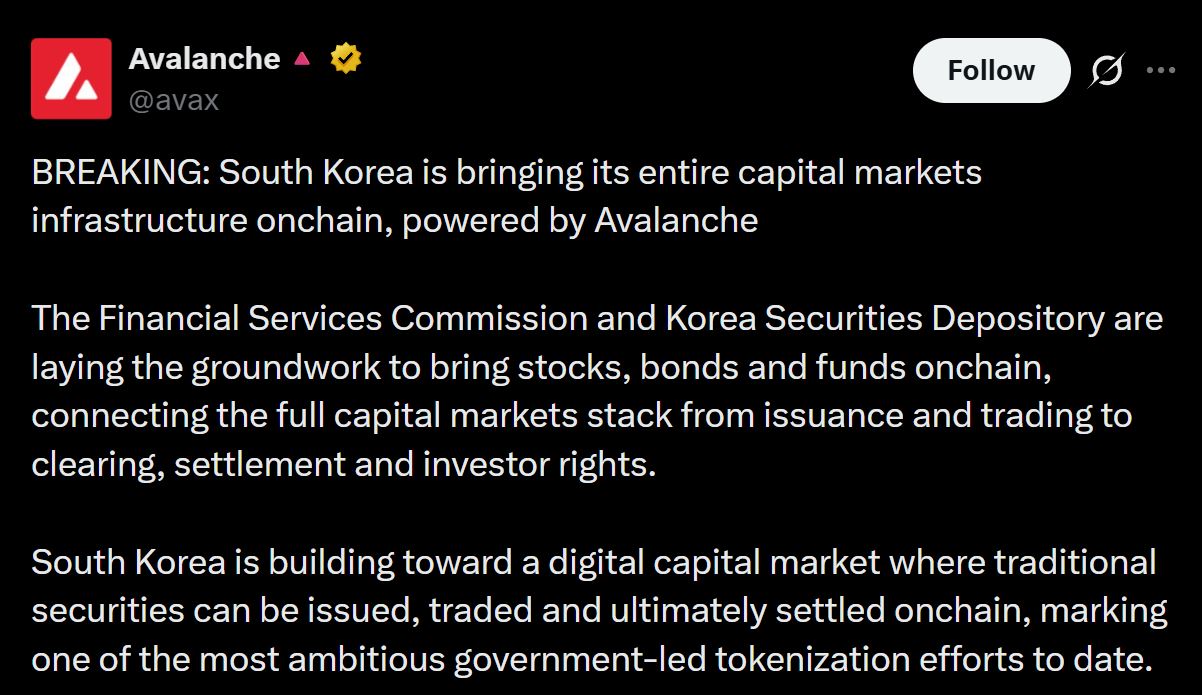 韩国Avalanche新闻：AVAX是否将扮演重要角色？