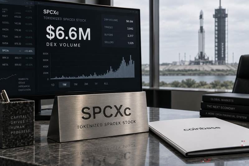 Coinbase SPCXc 代币化 SpaceX 股票交易量达 660 万美元