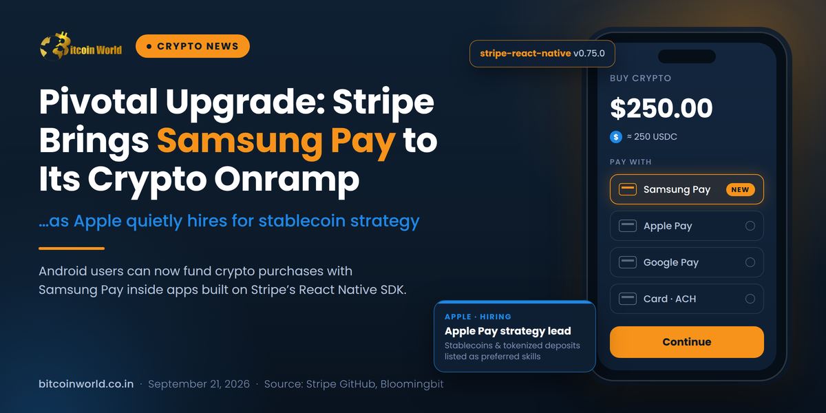 Stripe在加密入金通道加入三星支付，苹果则招募稳定币人才