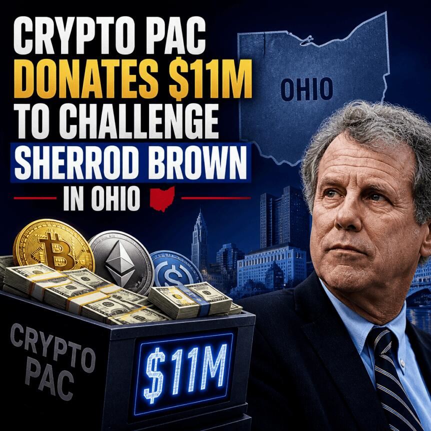 加密货币政治行动委员会捐赠1100万美元挑战俄亥俄州谢罗德·布朗