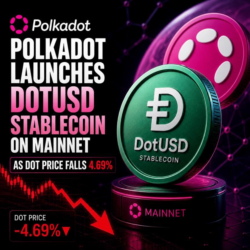 Polkadot在主网推出DotUSD稳定币，同时DOT价格下跌4.69%