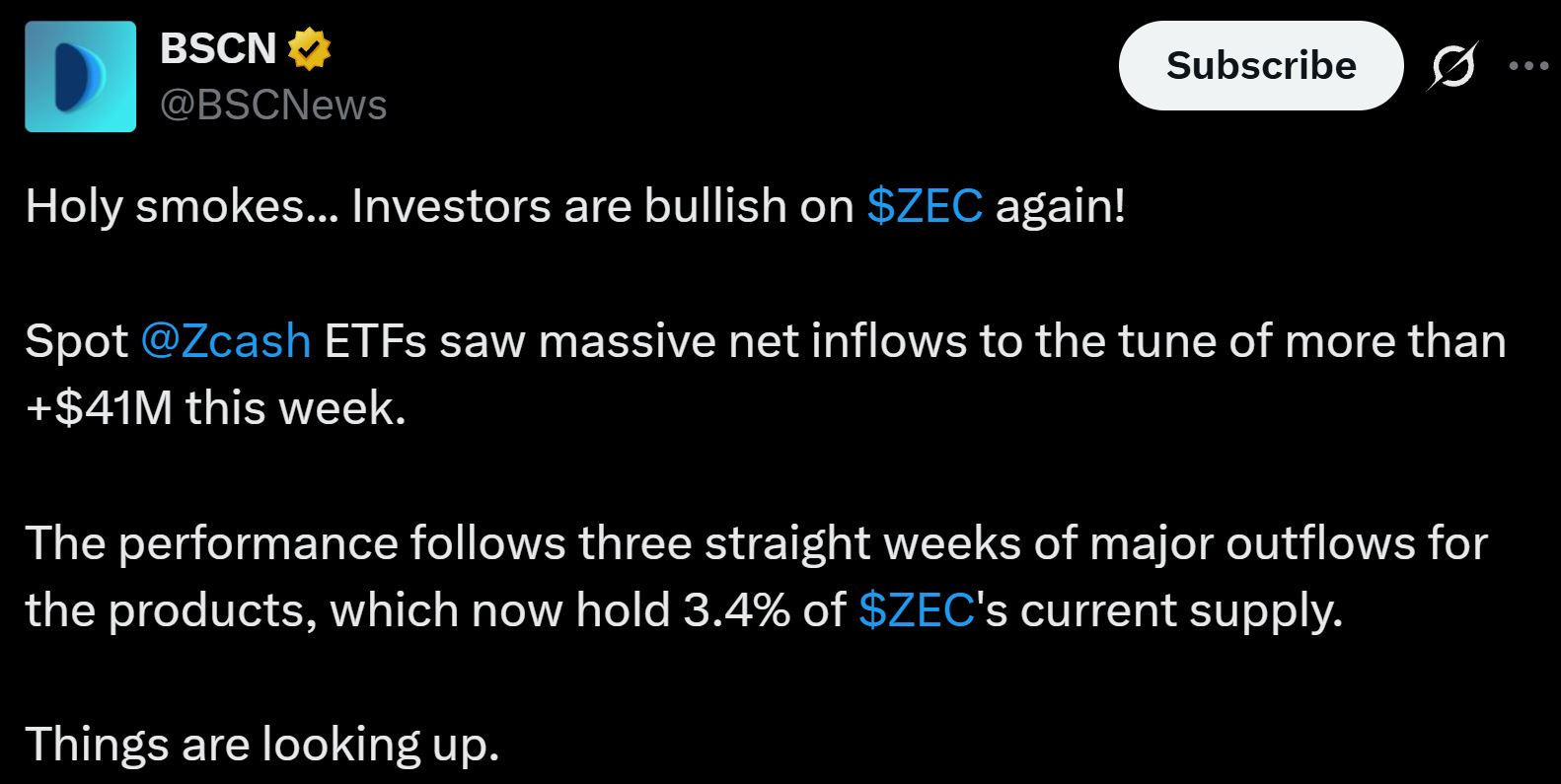 Zcash今日新闻：三周后4110万美元回流至ZEC基金